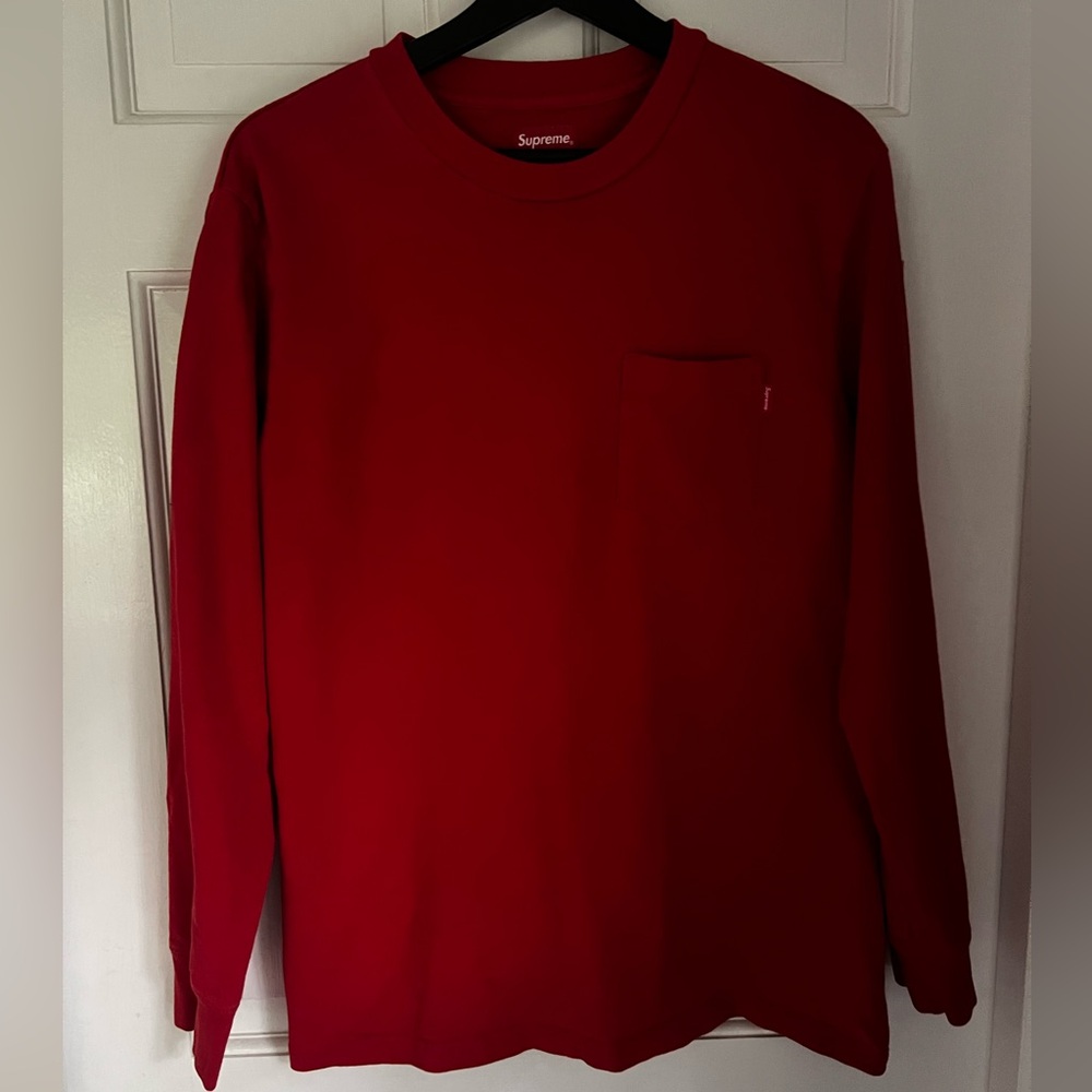 Supreme long sleeve pocket shirt red